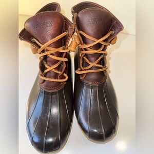 SPERRY TOPSIDER BROWN LEATHER & RUBBER WATERPROOF DUCK BOOTS WOMENS SZ 8